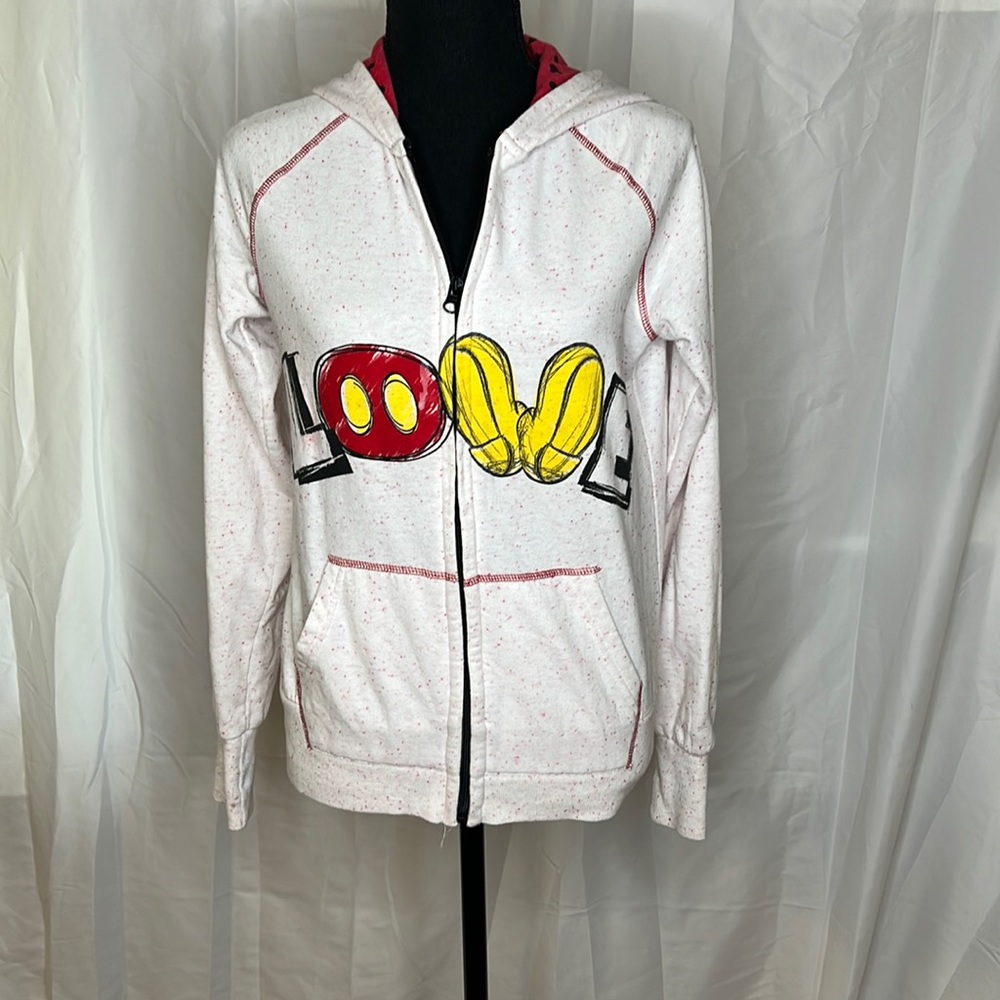 Disney Store Mickey Love Zip-Up Pale Pink Hoodie size XS
